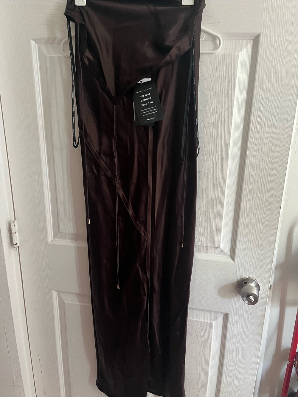 Retrofete Brown Satin Halter Maxi Dress - Picture 3 of 9